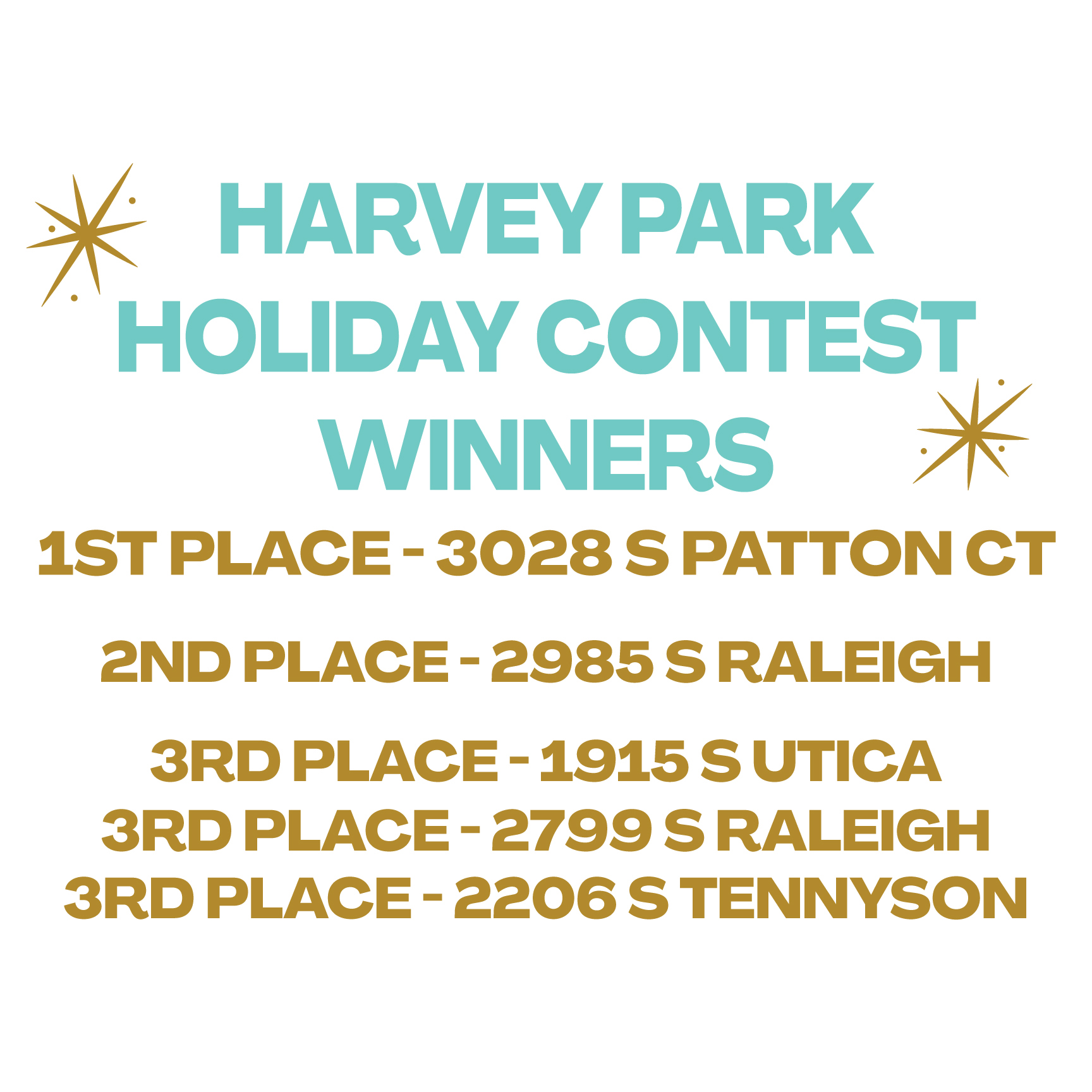 Harvey Park Holiday House Decorating Contest 2022 Winners